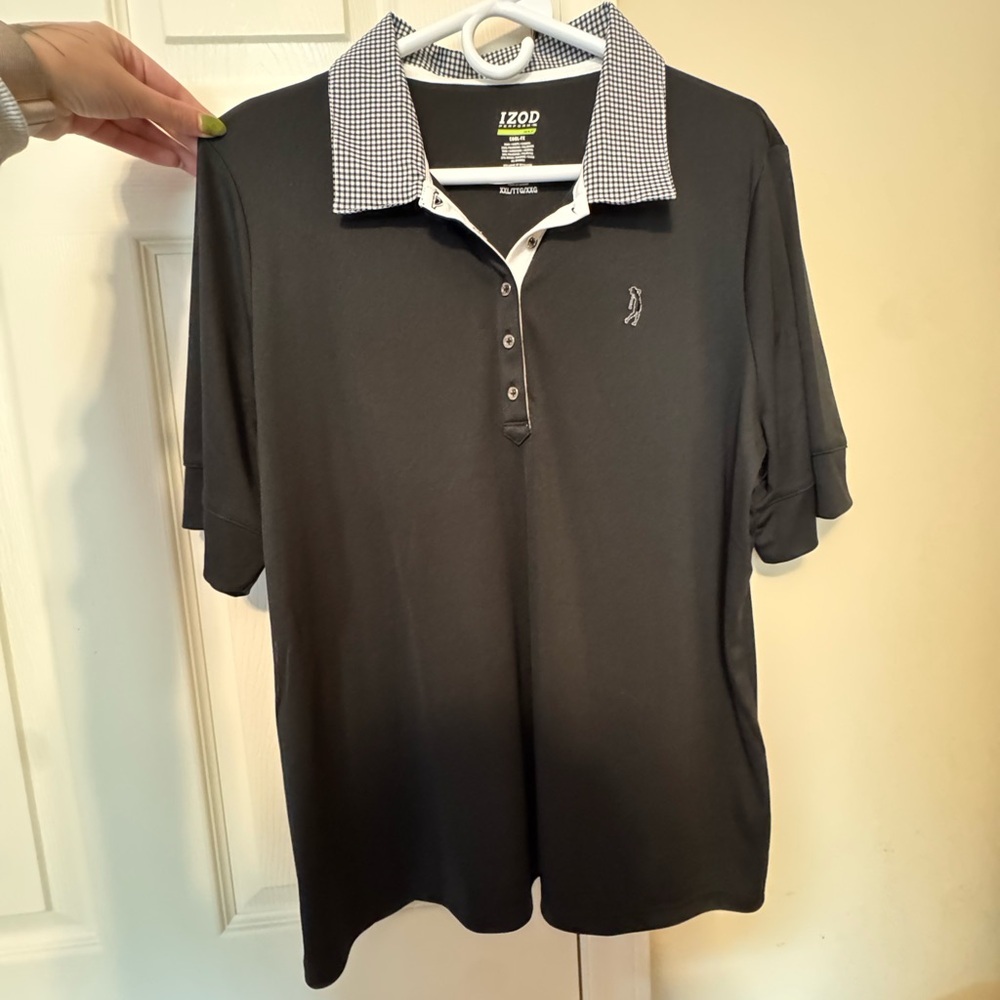 Izod Polo with Black and White Checkered Collar